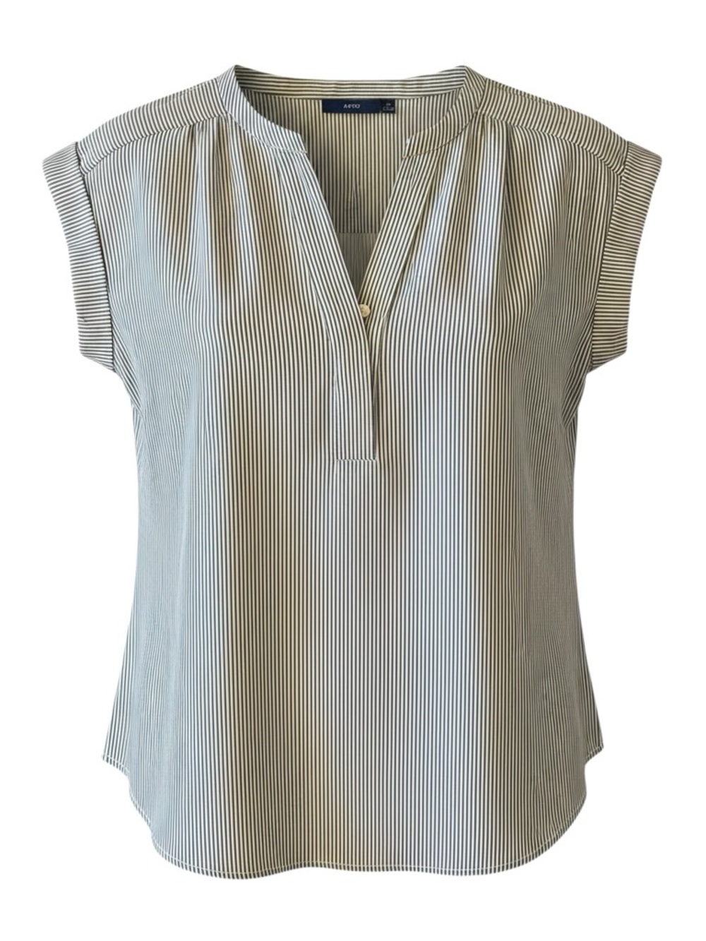 ☀️☀️☀️3 for $30!Blue Blouse Pinstripe Business Casual Summer Coastal Grandmother - Picture 1 of 8